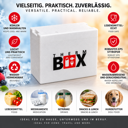 THERM BOX 7WH Styroporbox 7 Liter Innen 28x12x21cm Wandstärke: 3cm