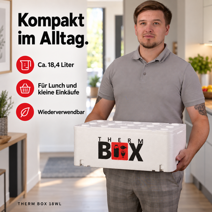 THERM BOX 18WL Styroporbox 18 Liter Innen 45,8x25,8x15,6cm Wandstärke: 2,1cm