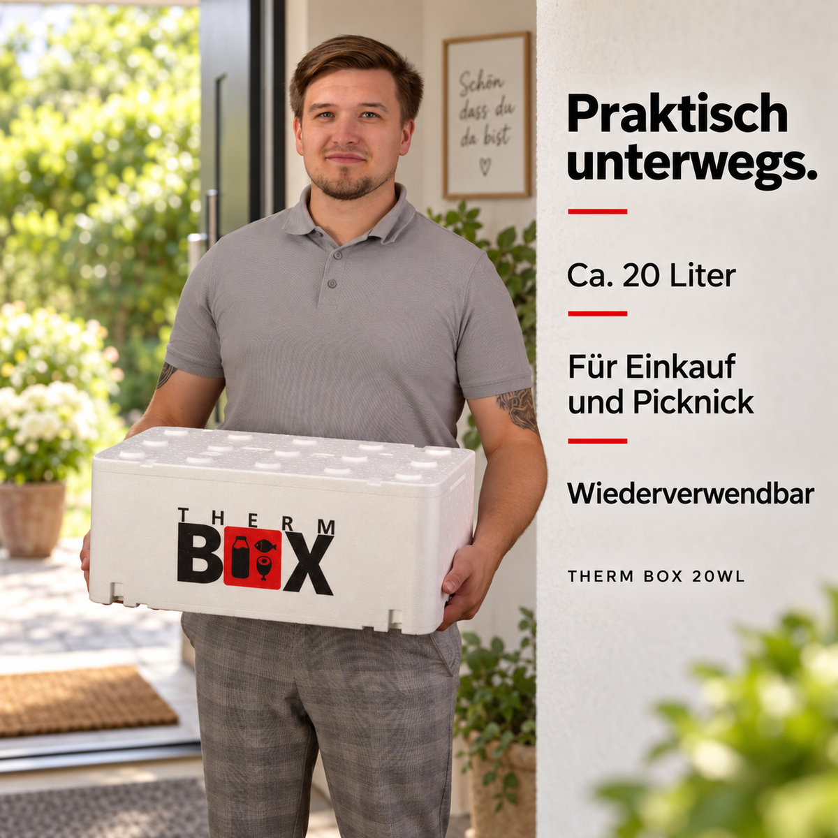 THERM BOX 20WL Styroporbox 20 Liter Innen: 45,8x25,8x17,1cm Wandstärke: 2,1cm
