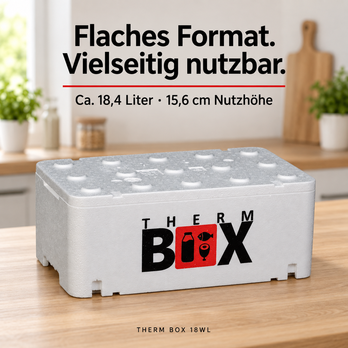 THERM BOX 18WL Styroporbox 18 Liter Innen 45,8x25,8x15,6cm Wandstärke: 2,1cm