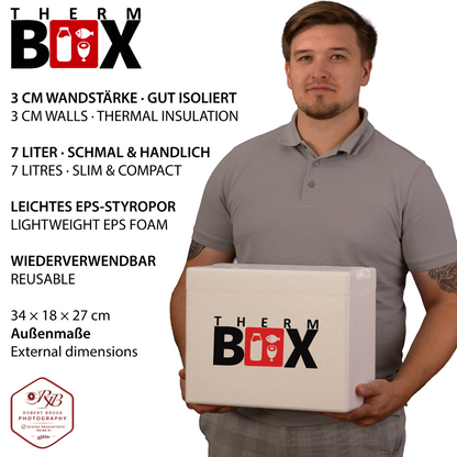 THERM BOX 7WH Styroporbox 7 Liter Innen 28x12x21cm Wandstärke: 3cm