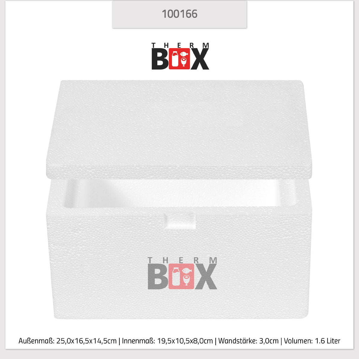 THERM BOX Styroporbox 1W | Wand: 3,0cm | Volumen: 1,6L | Innenmaß:19x10x8cm