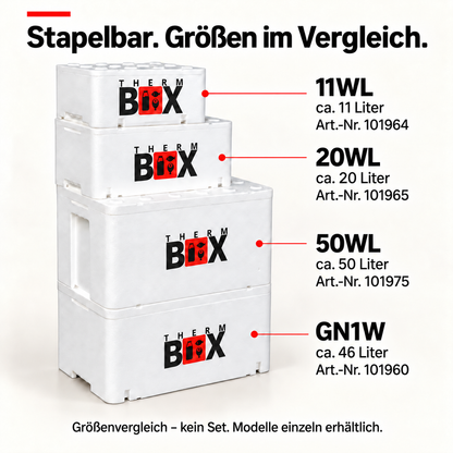THERM BOX GN1W GN 1/1 Styroporbox 46 Liter Innen 54,6x34,6x24,6cm Wandstärke: 2,6cm