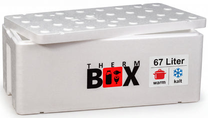 THERM BOX 67WL Styroporbox 67 Liter Innen 73,8x33,8x27,8cm Wandstärke: 3cm