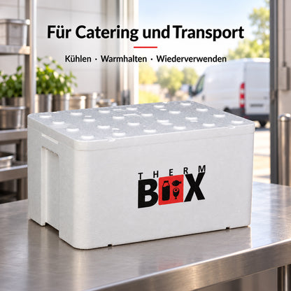 THERM BOX 50WL GN 1/1 Styroporbox 50 Liter Innen 54,6x34,6x27,1cm Wandstärke: 2,5cm