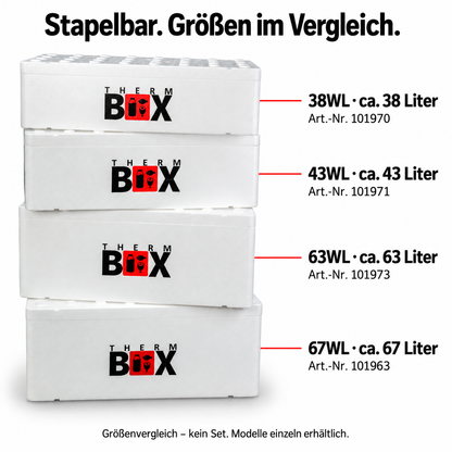 THERM BOX 67WL Styroporbox 67 Liter Innen 73,8x33,8x27,8cm Wandstärke: 3cm