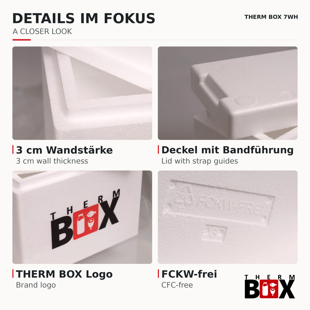 THERM BOX 7WH Styroporbox 7 Liter Innen 28x12x21cm Wandstärke: 3cm