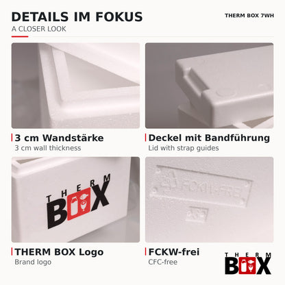 THERM BOX 7WH Styroporbox 7 Liter Innen 28x12x21cm Wandstärke: 3cm