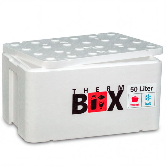 THERM BOX 50WL GN 1/1 Styroporbox 50 Liter Innen 54,6x34,6x27,1cm Wandstärke: 2,5cm