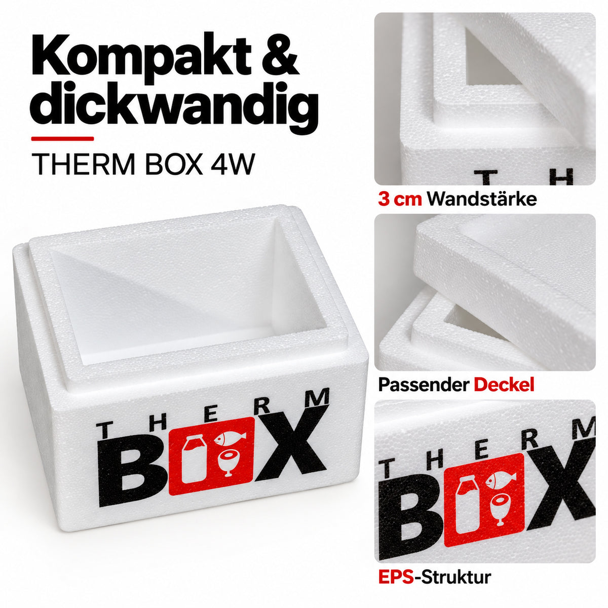 THERM BOX 4W Styroporbox 3,6 Liter Innen: 20x15x12cm Wandstärke: 3cm
